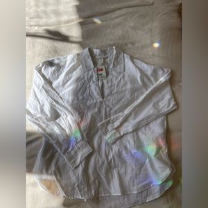 Linen blend white blouse
